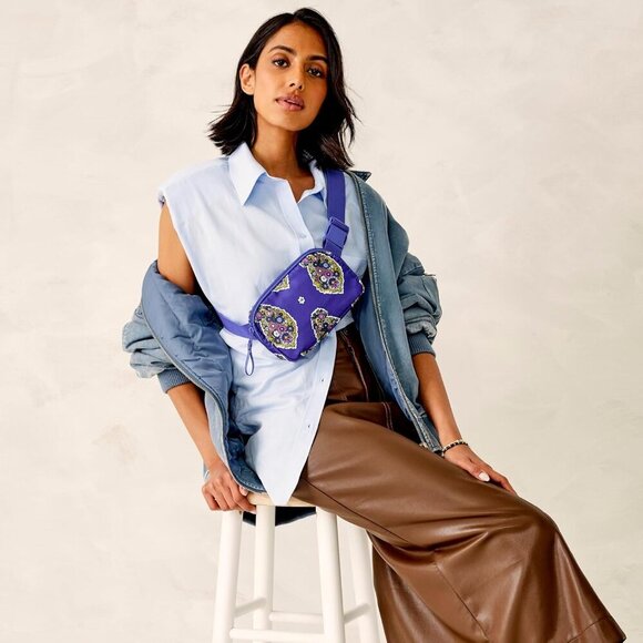 Women's Ripstop Woodward Small Belt Bag Kew Gardens Blue Water-Repellent Polyest - Picture 2 of 5